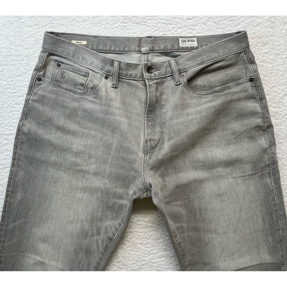 Todd Snyder Jeans Mens 36x32 Gray Stretch Denim 5 Pocket Slim Fit Logo *39x28*